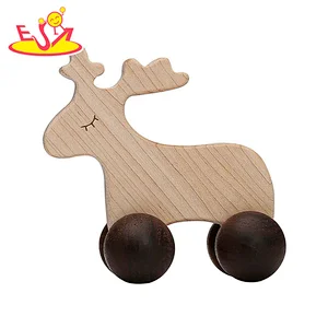 Eco-friendly Educational Teething Natural Wooden Rabbit Car Toy For Kids W04A613