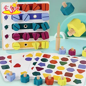Popular Color Shape Learning Assembly Wooden Screw Puzzle Toy For Kids W03C054