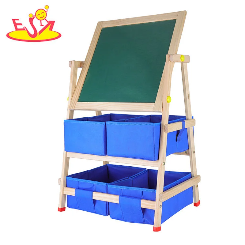 New Arrival Kids Double-sided Wooden Drawing Board With 2 Layer Storage W12B237