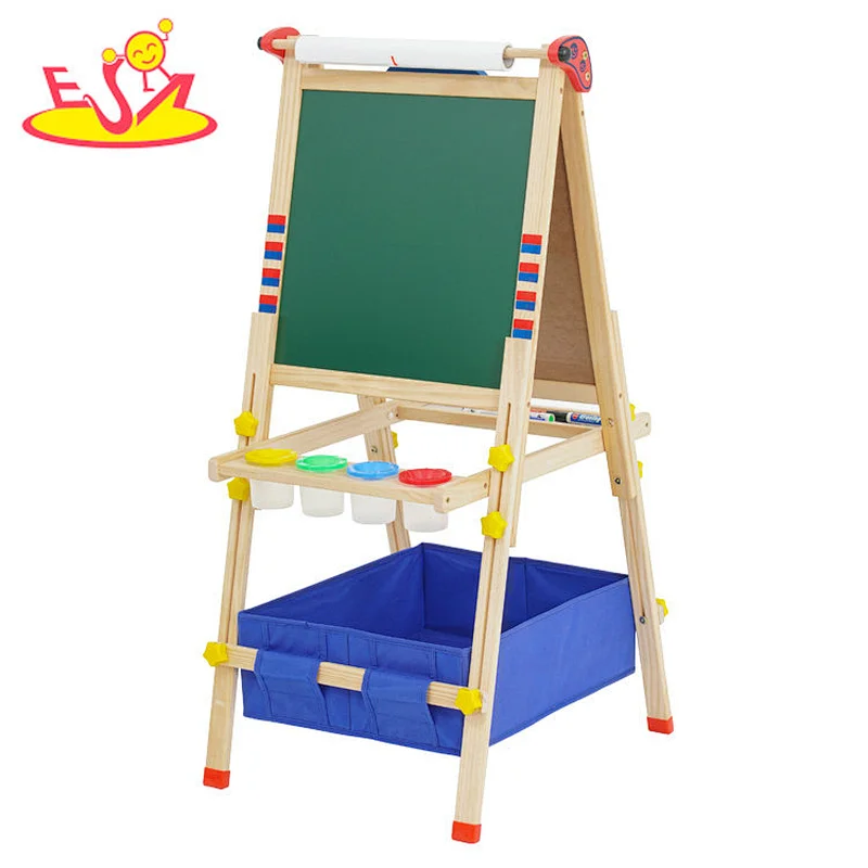 New Design Kids Drawing Toy Adjustable Wooden Easel With Double-sided Board W12B239