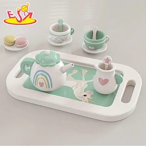 Popular Kids Educational Pretend Role Play Wooden Afternoon Tea Toy Set W10B463