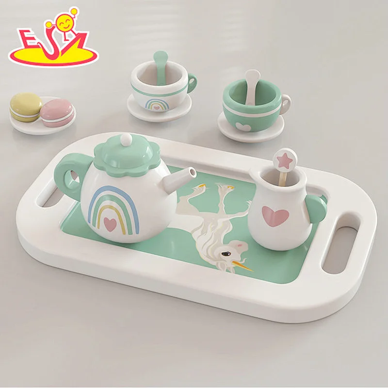 Popular Kids Educational Pretend Role Play Wooden Afternoon Tea Toy Set W10B463