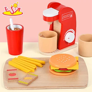 New Design Kitchen Game Simulation Wooden Coffee Machine Toy For Kids W10D528