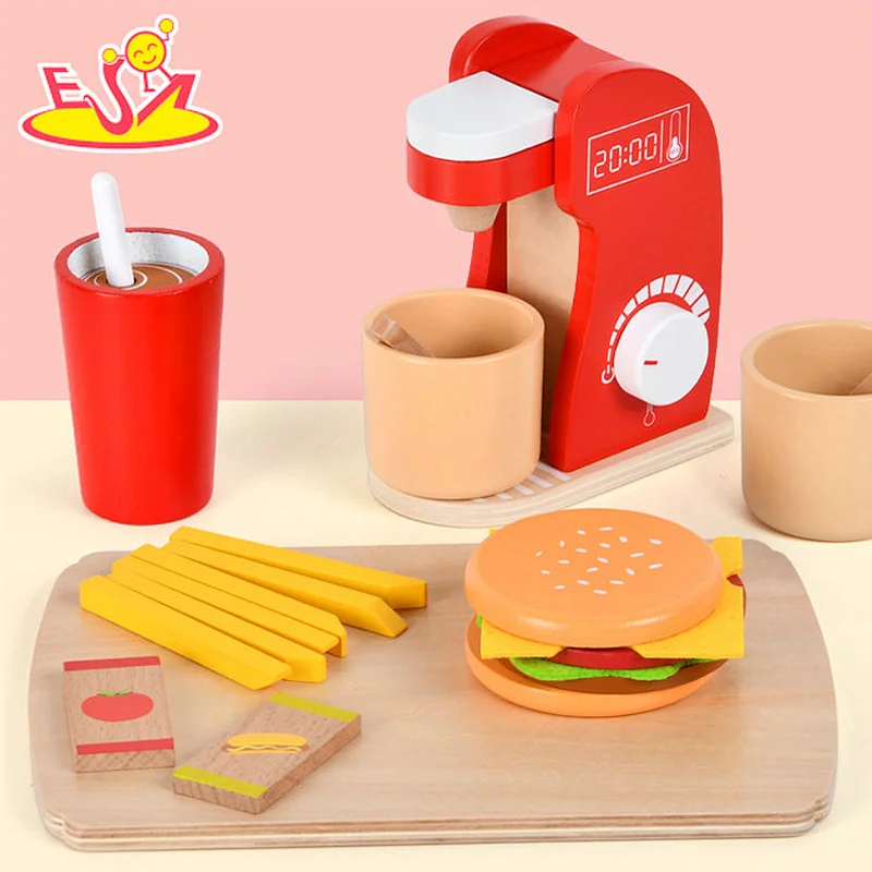 New Design Kitchen Game Simulation Wooden Coffee Machine Toy For Kids W10D528
