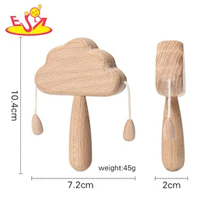 High Quality Chewable Natural Wooden Cloud Shaped Rattle Toy For Baby W07I200
