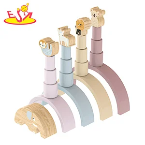 Customize new colorful wooden rainbow stacker for kids W11F114