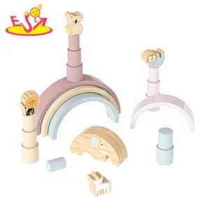 Customize new colorful wooden rainbow stacker for kids W11F114