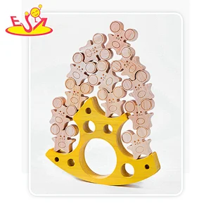 Educational Mouse and Cheese Blocks Wooden Balance Stacking Toy For Kids W13D411