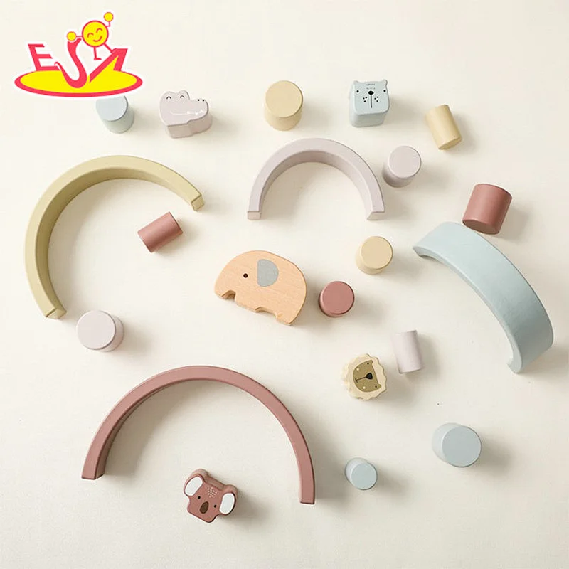 Early Learning Balance Toy Cartoon Animal Wooden Stacking Blocks For Kids W13D406