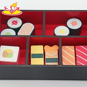 High Quality Pretend Role Play Simulation Wooden Sushi Set Toy For Kids W10D616