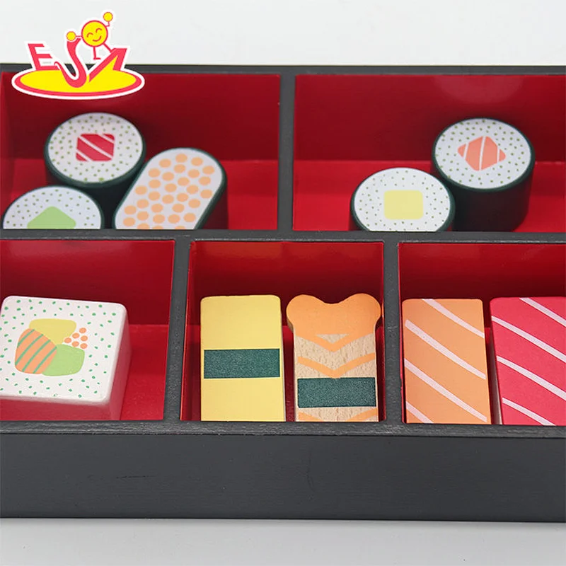 High Quality Pretend Role Play Simulation Wooden Sushi Set Toy For Kids W10D616