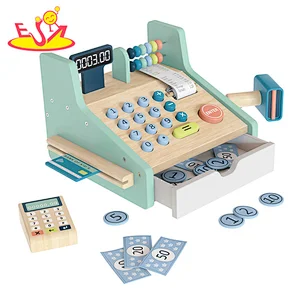 Kids Pretend Play Supermarket Shopping Game Wooden Cash Register Toy W10A163
