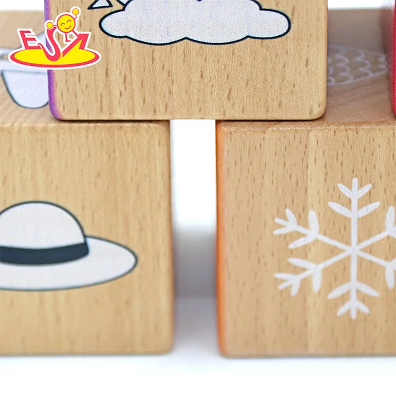 Wholesale Eco-Friendly Cartoon Pattern Wooden Building Block Set For Kids W13A287