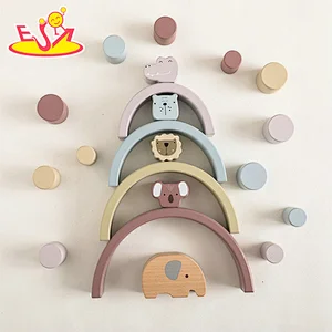 Early Learning Balance Toy Cartoon Animal Wooden Stacking Blocks For Kids W13D406