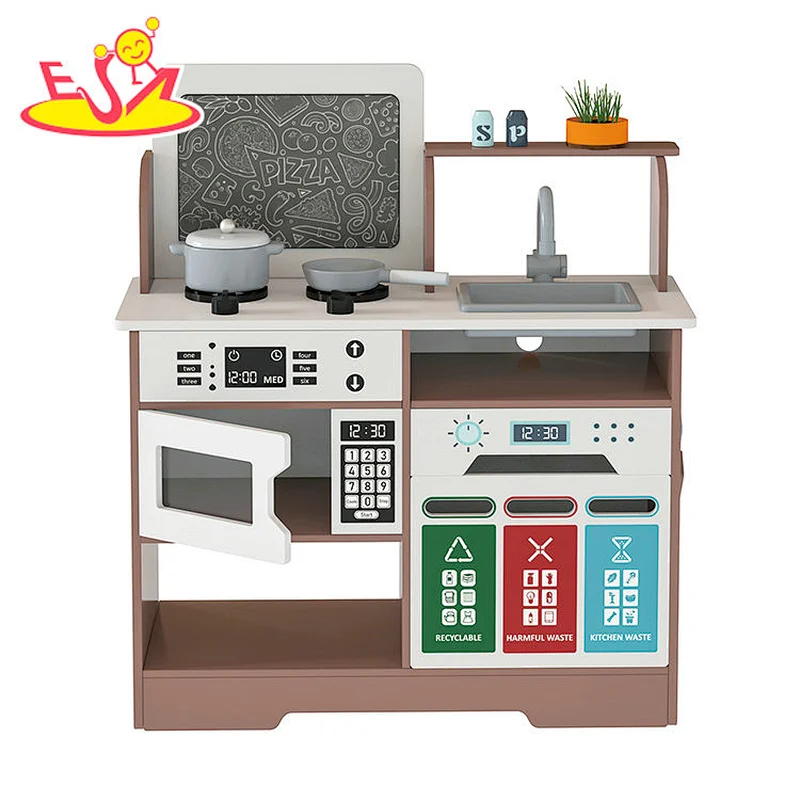 تصميم جديد معكرون لعبة مطبخ خشبية لطيفة للأطفال W10C582