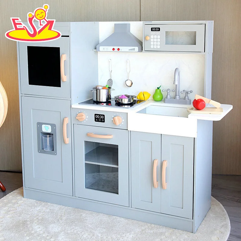 تصميم جديد معكرون لعبة مطبخ خشبية لطيفة للأطفال W10C582