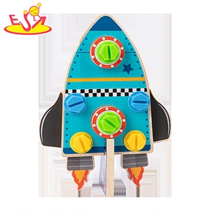 Early Educational DIY Toy Double-sided Wooden Rocket Screw Nut Board For Kids W03C052