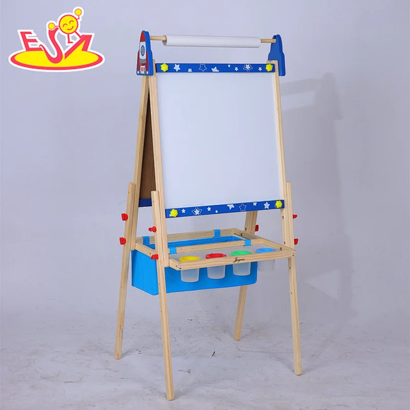 Customize Kids Drawing Board Toy Foldable Wooden Art Easel With Paper Roll W12B235