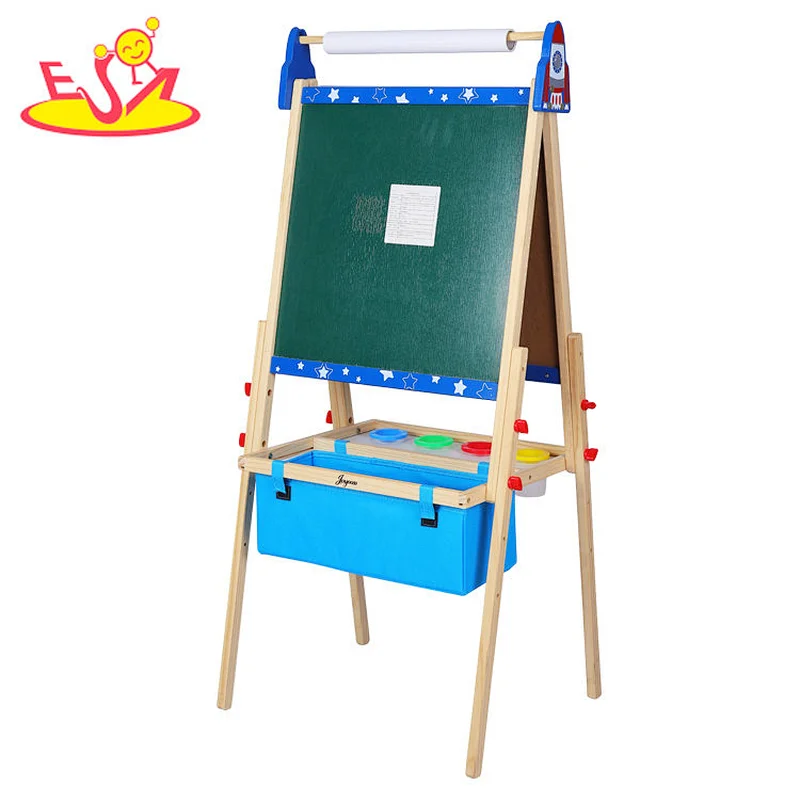 Customize Kids Drawing Board Toy Foldable Wooden Art Easel With Paper Roll W12B235