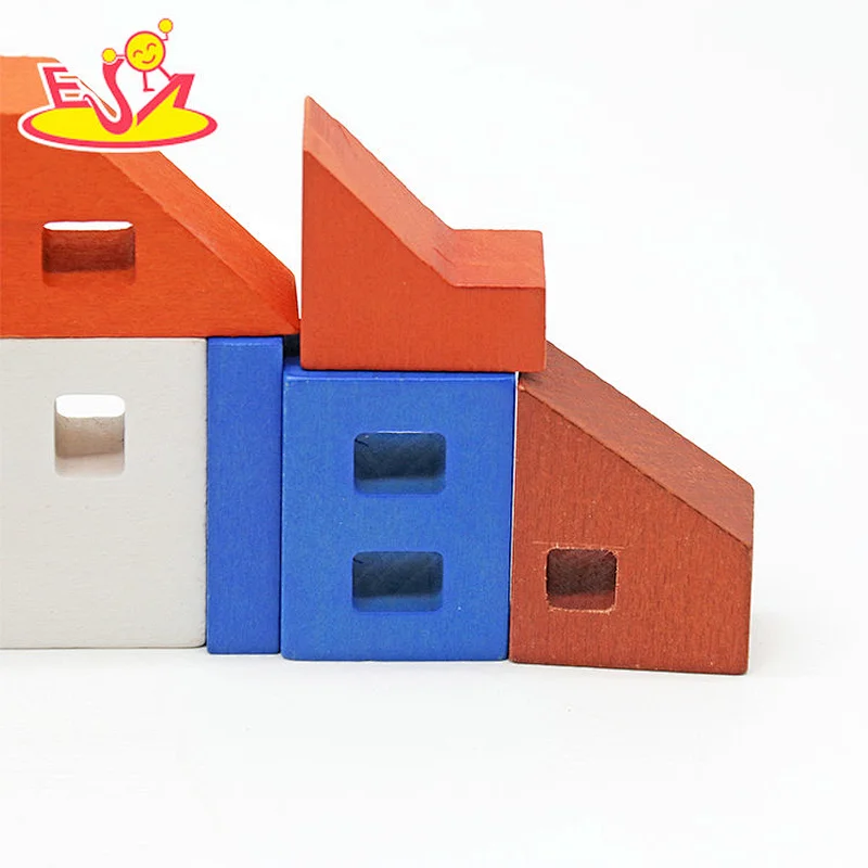 Hot Selling Educational 18 Pcs Construction Wooden Building Blocks For Kids W13A297