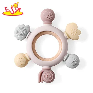 Factory Direct Soothing Food Garde Beech Silicone Teether Ring For Baby W07I201