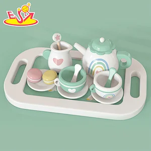 Popular Kids Educational Pretend Role Play Wooden Afternoon Tea Toy Set W10B463