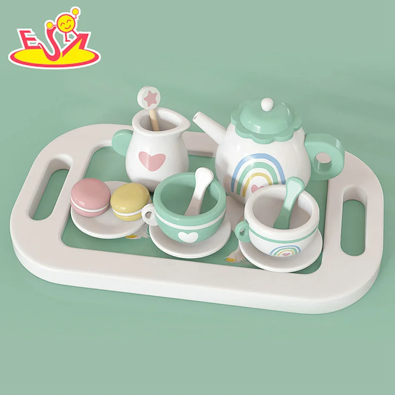 Popular Kids Educational Pretend Role Play Wooden Afternoon Tea Toy Set W10B463