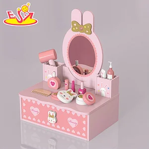New Arrival Makeup Pretend Play Wooden Pink Bunny Dressing Table For Kids W10D577