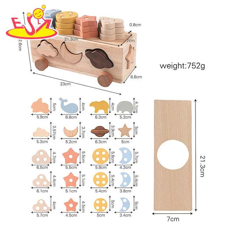 Customize Educational Matching Game Wooden Shape Sorter Car Toy For Kids W12D487