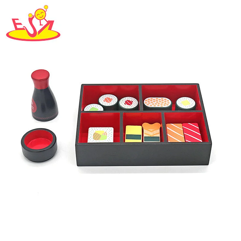 High Quality Pretend Role Play Simulation Wooden Sushi Set Toy For Kids W10D616