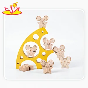 Educational Mouse and Cheese Blocks Wooden Balance Stacking Toy For Kids W13D411