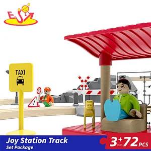New Arrival Educational Assembly 72 Pcs Wooden Station Track Set For Kids W04C242