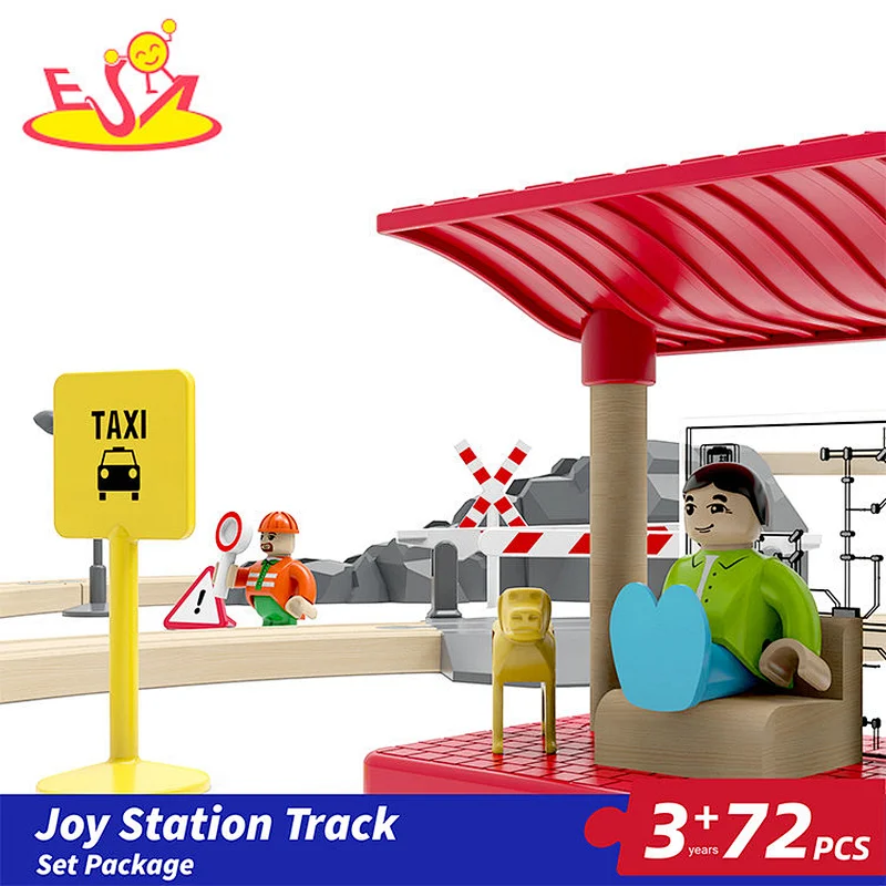 New Arrival Educational Assembly 72 Pcs Wooden Station Track Set For Kids W04C242