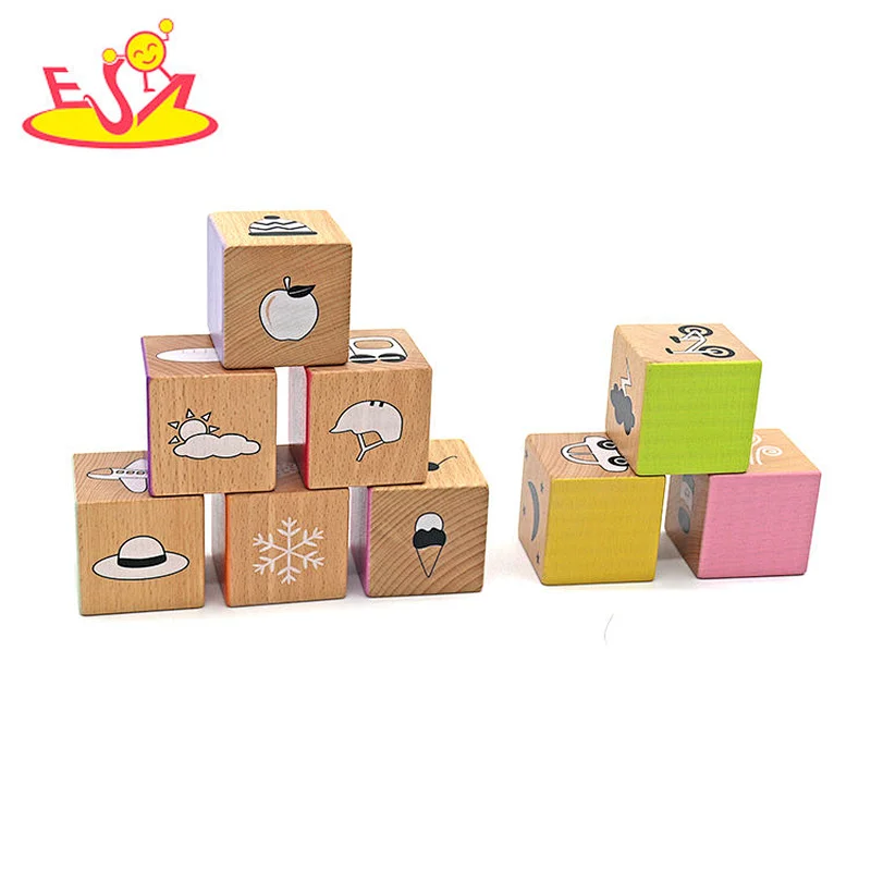 Wholesale Eco-Friendly Cartoon Pattern Wooden Building Block Set For Kids W13A287