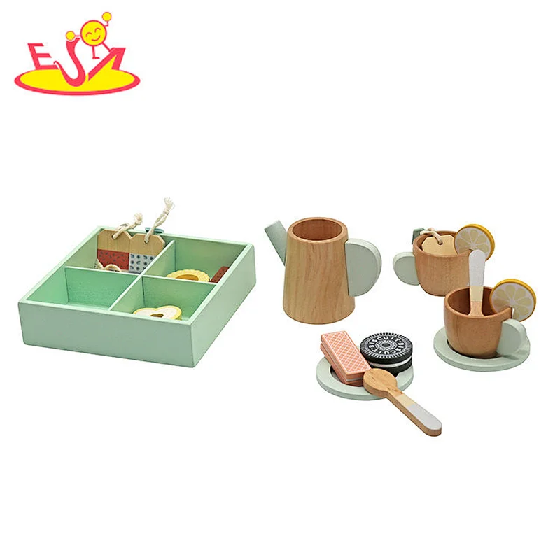 Pretend Play Kitchen Accessories Wooden Afternoon Tea Toys Set For Kids W10D655