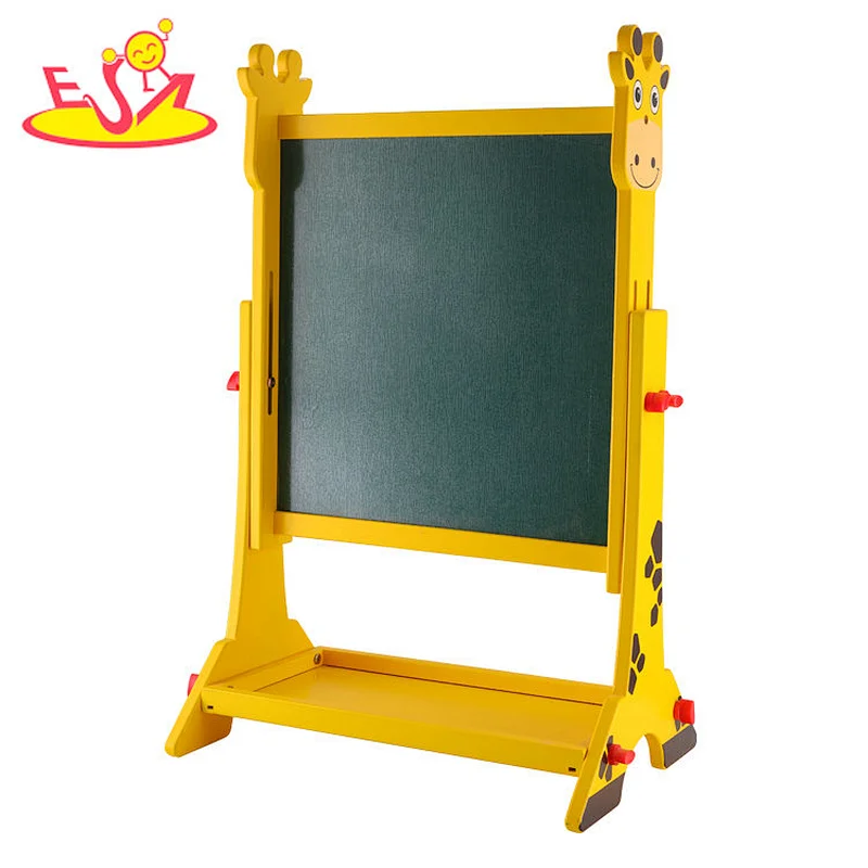 Hot Selling Double-sided Adjustable Wooden Giraffe Drawing Board For Kids W12B233