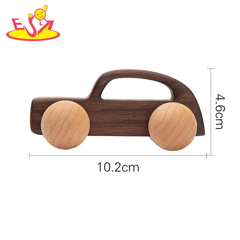 Customize Educational Teething Mini Walnut Wooden Push Car Toy For Kids W04A611