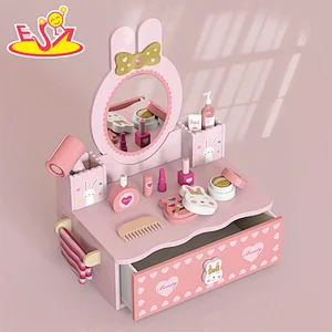 New Arrival Makeup Pretend Play Wooden Pink Bunny Dressing Table For Kids W10D577