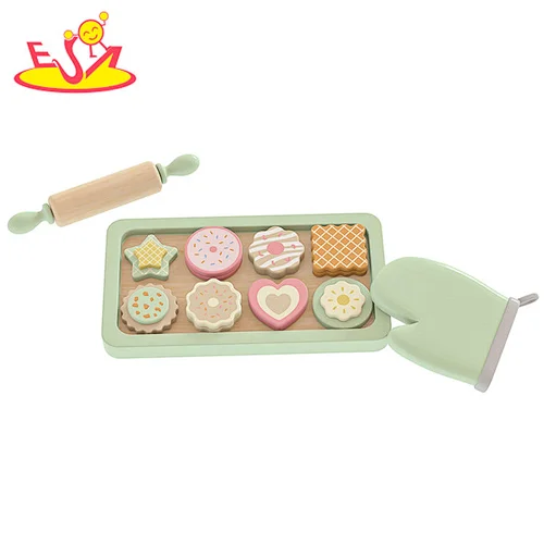New Design Kitchen Pretend Play Wooden Biscuit Baking Set Toy For Kids W10B461