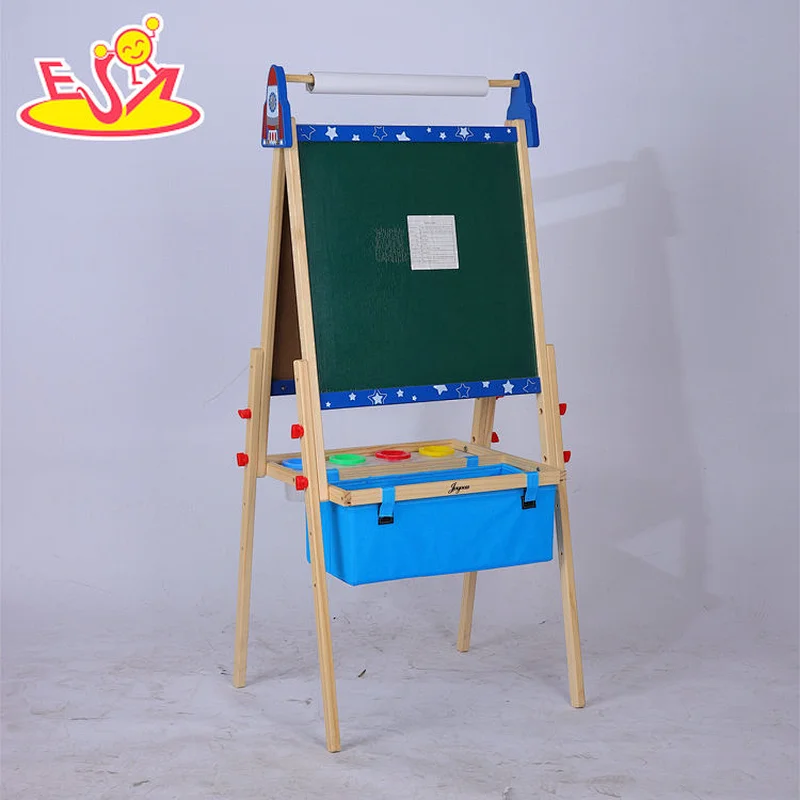 Customize Kids Drawing Board Toy Foldable Wooden Art Easel With Paper Roll W12B235