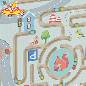 Customize educational play wooden marble maze toy for children W11H107