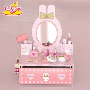 New Arrival Makeup Pretend Play Wooden Pink Bunny Dressing Table For Kids W10D577
