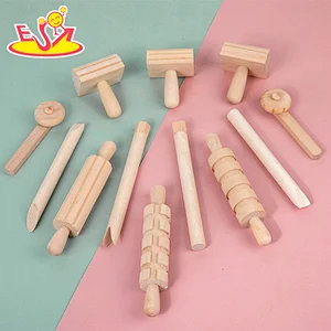 Factory Direct 12 Pcs Educational DIY Wooden Play Dough Tools Set For Kids W10D630
