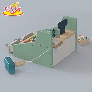 Kids Pretend Play Supermarket Shopping Game Wooden Cash Register Toy W10A163