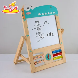 Kids Educational Toy Double-sided Wooden Magnetic Drawing Board With Abacus W12B231