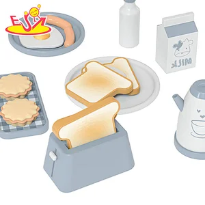 Customize cooking set toys wooden breakfast play food for kids W10B466