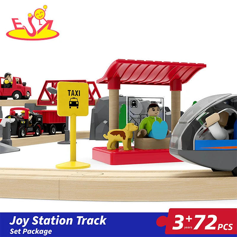 New Arrival Educational Assembly 72 Pcs Wooden Station Track Set For Kids W04C242