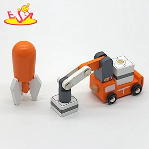 New Arrival Preschool Educational Model Wooden Space Rocket Toy For Kids W04F045