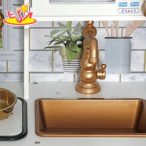 Wholesale Kids Cooking Toy Simulation Mini Wooden Play Kitchen With Sound Light W10C698B