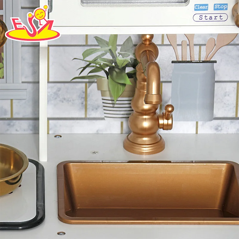 Wholesale Kids Cooking Toy Simulation Mini Wooden Play Kitchen With Sound Light W10C698B